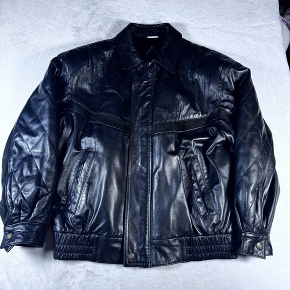 Vintage Jeno de Paris Leather Jacket‎ Mens 40 Black Bomber Made in Canada 90s